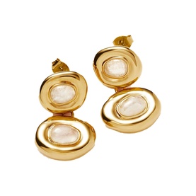 Molten Gemstone Doughnut Double Drop Earrings