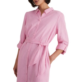 Rosalina Linen Shirt Midi Dress