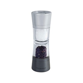 Cole & Mason Lincoln 2-In-1 Salt & Pepper Mill Set 19cm, white and grey acrylic body with visible salt and peppercorns