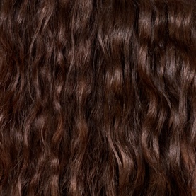 Sol De Janeiro Brazilian Joia Strengthening + Smoothing Shampoo result showing glossy, defined dark brown wavy hair texture