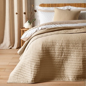 Quilted Lines Bedpsread Natural