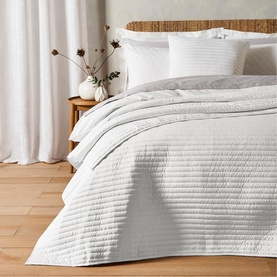 Quilted Lines Bedpsread White