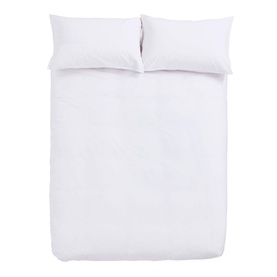Bianca 200 Thread Count Cooling Tencel Duvet Set in white, overhead flat lay showing duvet and two pillowcases