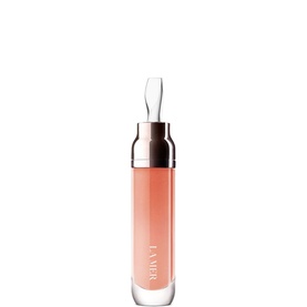 LA MER The Lip Volumizer in Sheer Coral, 7ml lip care in a clear glass bottle with rose gold dropper applicator