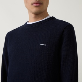 Pique Cotton Crew Neck Sweater