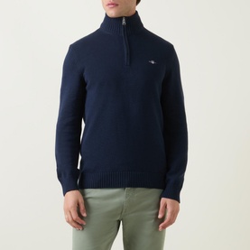 Cotton Casual Half-Zip Sweater