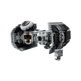 Lego Star Wars TIE Bomber construction toy in dark grey, 625-piece build showing completed model with distinctive twin wing panels