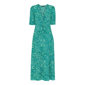 Clouded Floral Tie Midi Dress