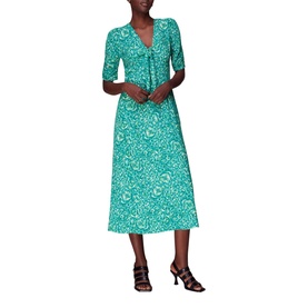 Clouded Floral Tie Midi Dress