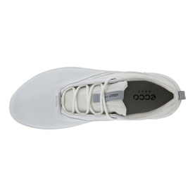 Ecco Biom G5 Golf Trainers in white, overhead view showing lace-up front, tonal sole and branded insole