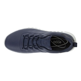 Ecco Gruuv Casual Trainers in blue, overhead view showing lace-up front, knit tongue, and white chunky sole