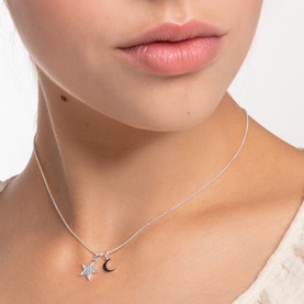 Star & Moon Sterling Silver Necklace