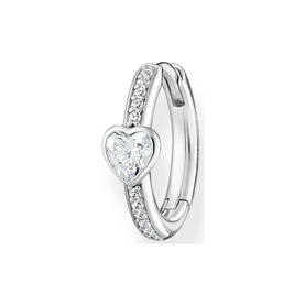 Silver Heart Single Hoop Earring