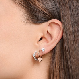 Silver Heart Single Hoop Earring