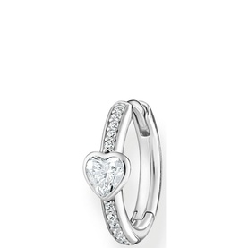 Silver Heart Single Hoop Earring