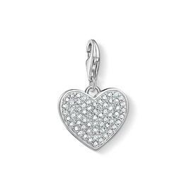 Pav&eacute; Heart Charm Pendant