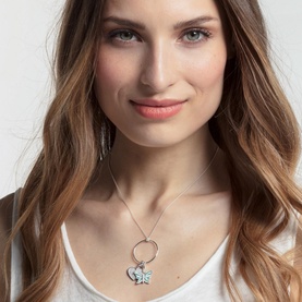 Pav&eacute; Heart Charm Pendant