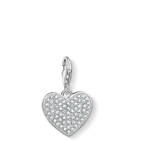 Pav&eacute; Heart Charm Pendant