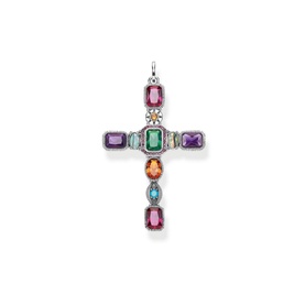 Multi-Coloured Stone Cross Pendant