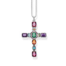 Multi-Coloured Stone Cross Pendant