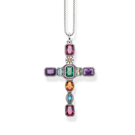 Multi-Coloured Stone Cross Pendant