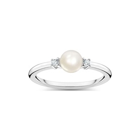 Pearl With White Stones Ring
