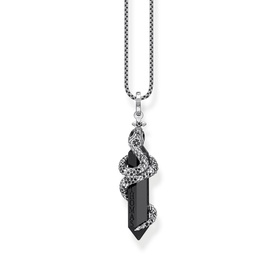 Snake & Crystal Sterling Silver Pendant
