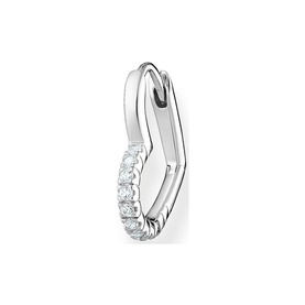 Silver Single Heart Hoop Earring