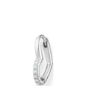 Silver Single Heart Hoop Earring
