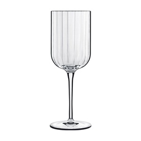 Luigi Bormioli Bach Red Wine Glass, clear crystal with vertical ribbed detailing, tall stem and wide bowl