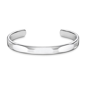 Thomas Sabo Minimalist Silver Bangle, sterling silver open cuff with polished finish and curved detailing