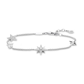 Thomas Sabo Silver Stars Bracelet in sterling silver with white zirconia star charms on a slim link chain with lobster clasp