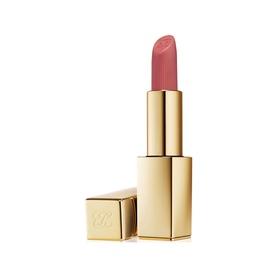 Est&eacute;e Lauder Pure Color Matte Lipstick in Next Romance, 3.5g, a muted rose-pink bullet with gold casing and open lid