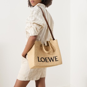 Logo Font Medium Raffia Tote