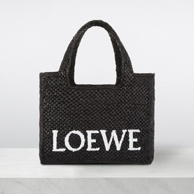 Logo Font Small Raffia Tote