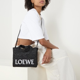 Logo Font Small Raffia Tote