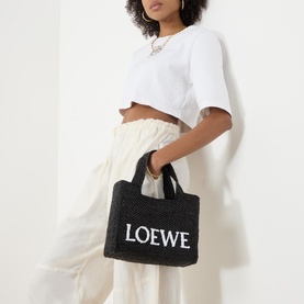 Logo Font Small Raffia Tote