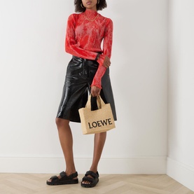 Logo Font Small Raffia Tote