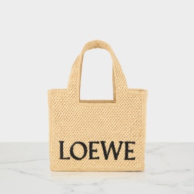 Logo Font Small Raffia Tote