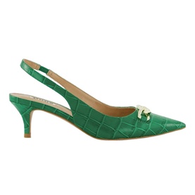 Current Chain-Trim Slingback Kitten Heeled Courts