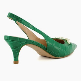 Current Chain-Trim Slingback Kitten Heeled Courts