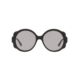 Chlo&eacute; Irregular Sunglasses 6N000457 in black with oversized round frames, scalloped detailing, and grey tinted lenses