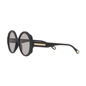 Chloe Irregular Sunglasses 6N000457 in black with oversized round lenses, gold-tone temple detail, and injected frame construction