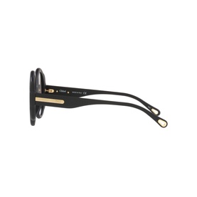 Chloe Irregular Sunglasses 6N000457 in black, side profile view showing injected frame with gold-tone temple detail