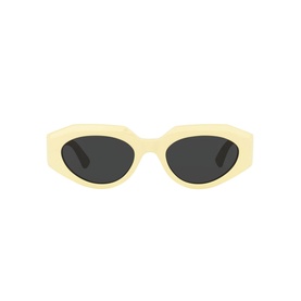 Bottega Veneta Round Sunglasses in yellow acetate with geometric cat-eye frames and dark grey lenses