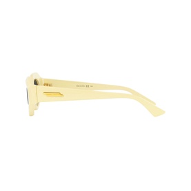 Bottega Veneta Round Sunglasses 6J000246 in yellow acetate, side profile view showing thick frame and temple arm