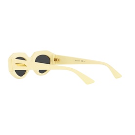 Bottega Veneta Round Sunglasses 6J000246 in yellow acetate, angled rear view showing dark lenses and gold hardware detail