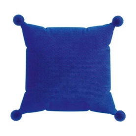 Helena Springfield Pom Pom Cushion in dark blue with contrast pom pom corner detail, square shape