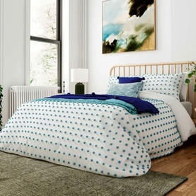 Tufted Spot Duvet Set Blue-White