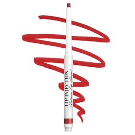 Too Faced Lip Injection Extreme Lip Shaper in Happily Ever After, red lip liner pencil with swatch shown